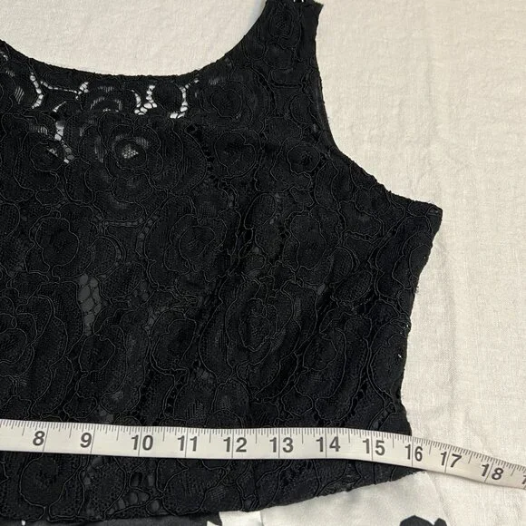 Ellen Tracy Size 12 Black Lace Floral Fit & Flare Midi Dress Formal Party - Picture 10 of 12